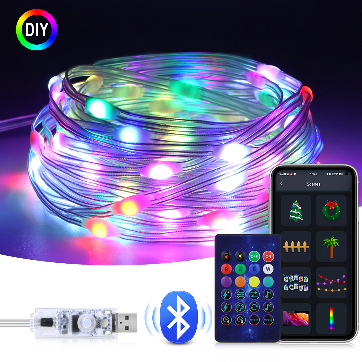 Decor Lighting Address - Garland USB 5V WS2812B Bluetooth LED