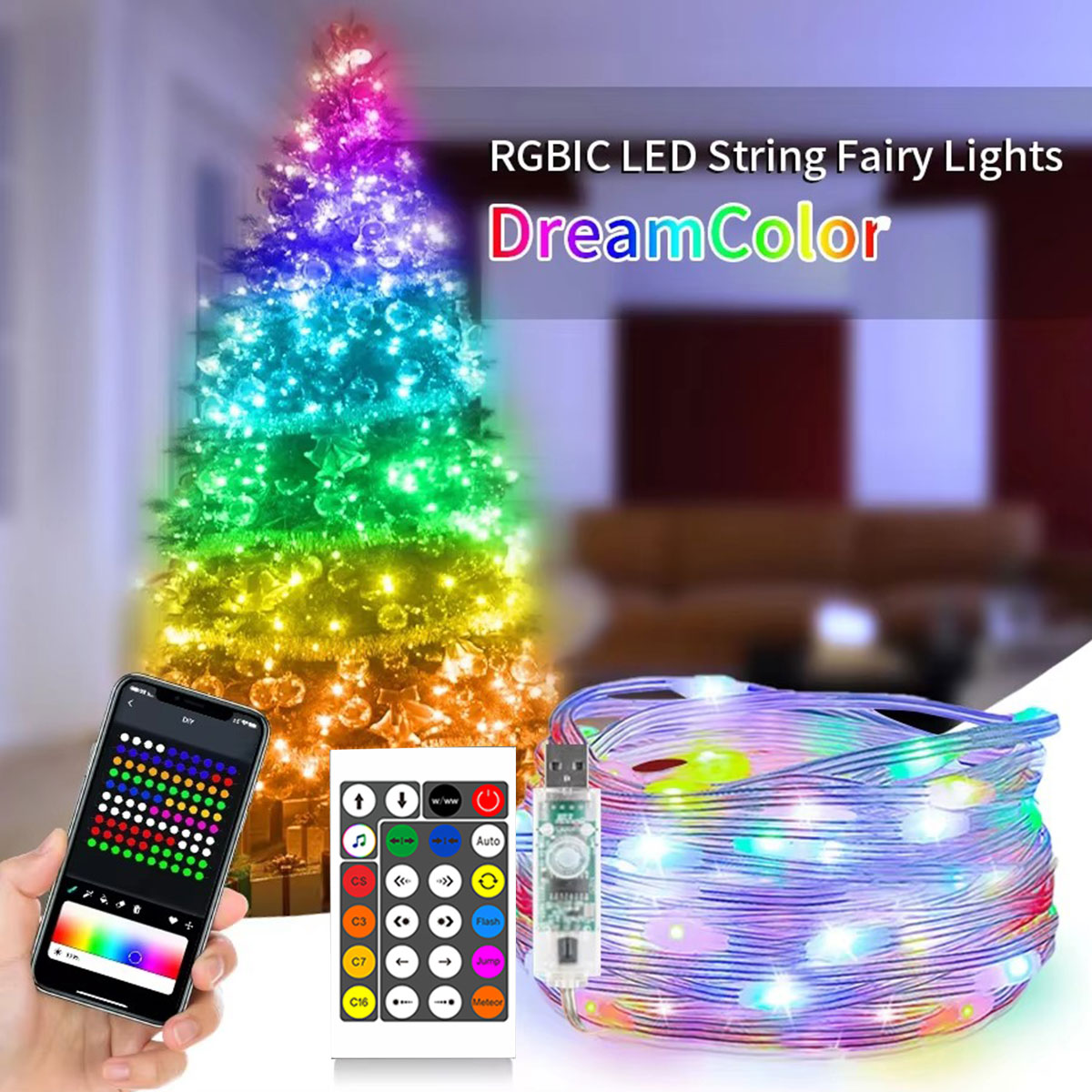 Decor Lighting Address - WS2812B Bluetooth LED String Lights USB