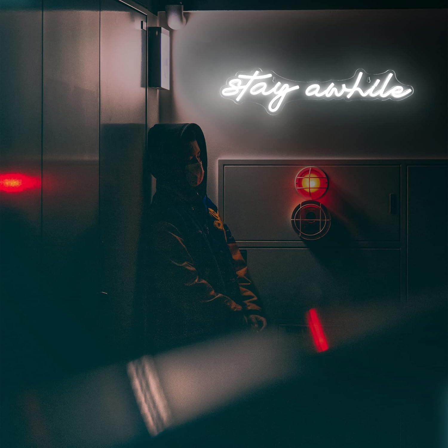 Stay Awhile Neon Signs USB Dim - Home Lighting And Decor のレビューと価格