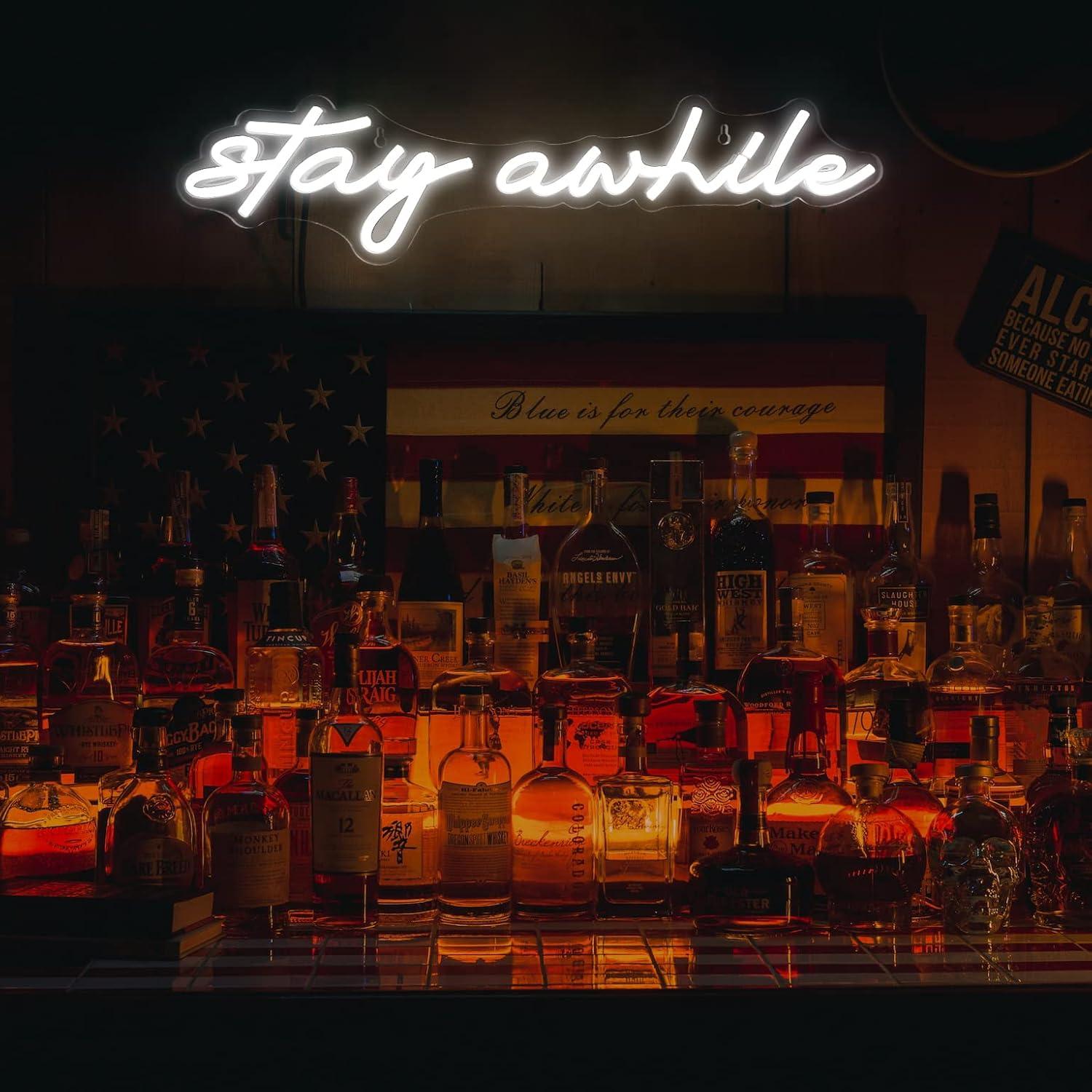 Stay Awhile Neon Signs USB Dim - Home Lighting And Decor のレビューと価格