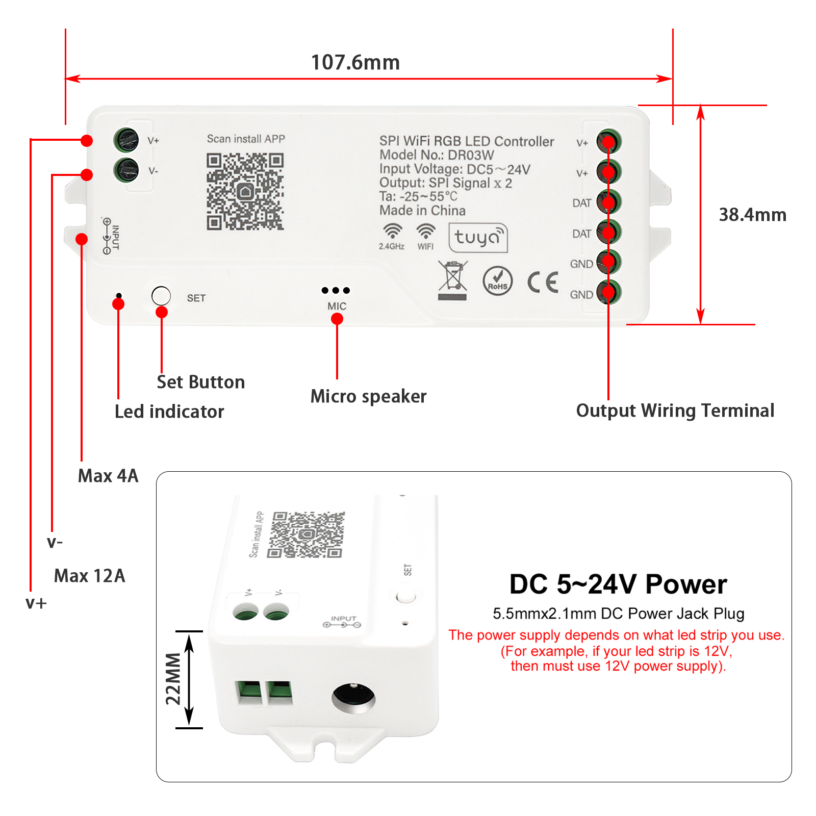 1M-25M Tuya WiFi Addressable L - Decor Lighting Address のレビューと価格