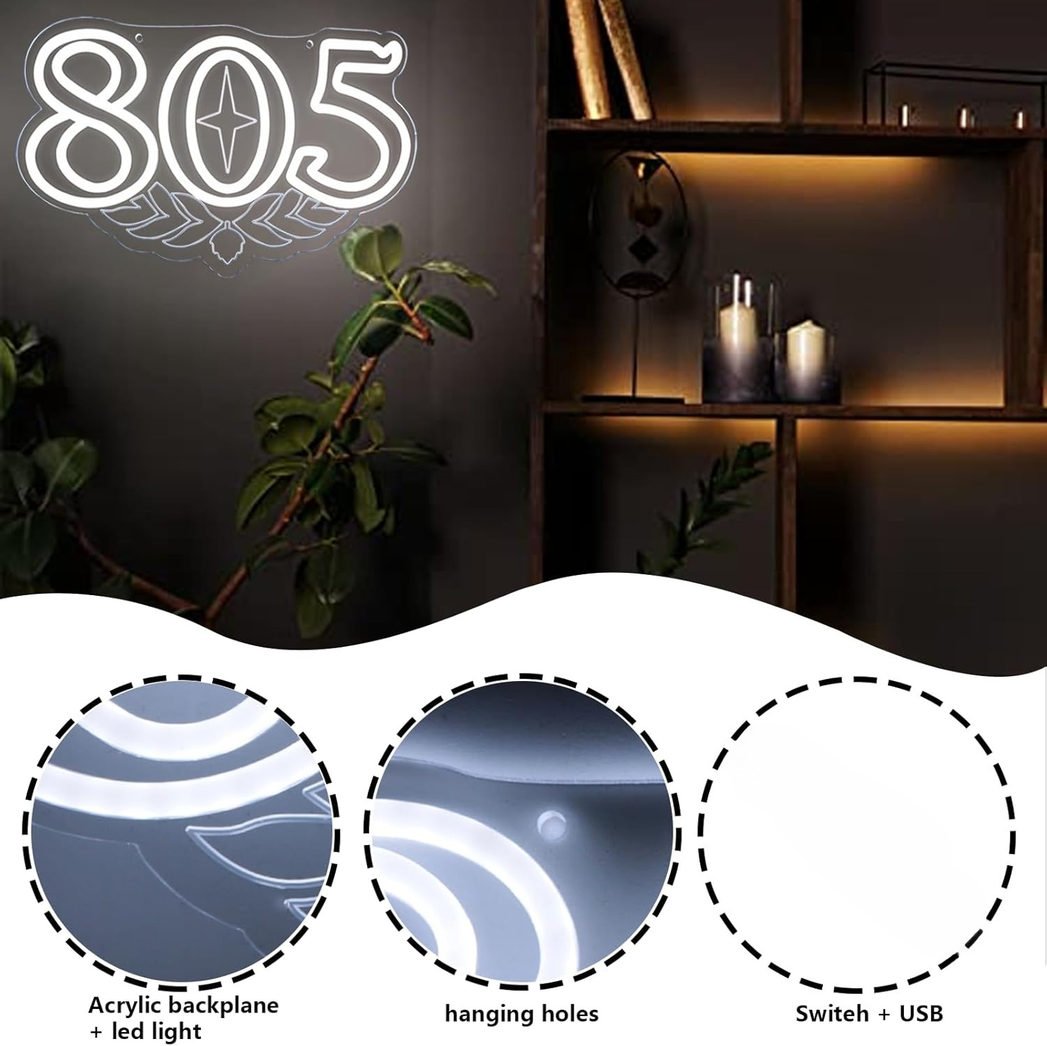 805 Neon Sign Beer Bar Art Wal - Lighting Decor For Room のレビューと価格
