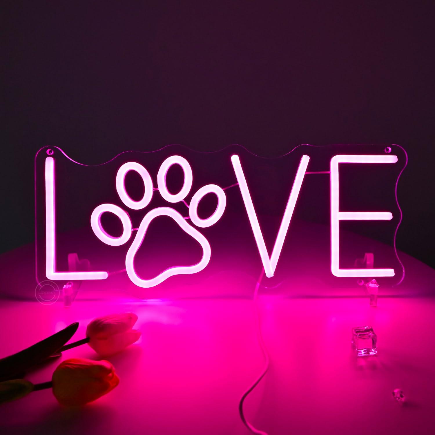 Love Paw Neon Sign USB Dimmabl - Lighting Decor For Living Room のレビューと価格