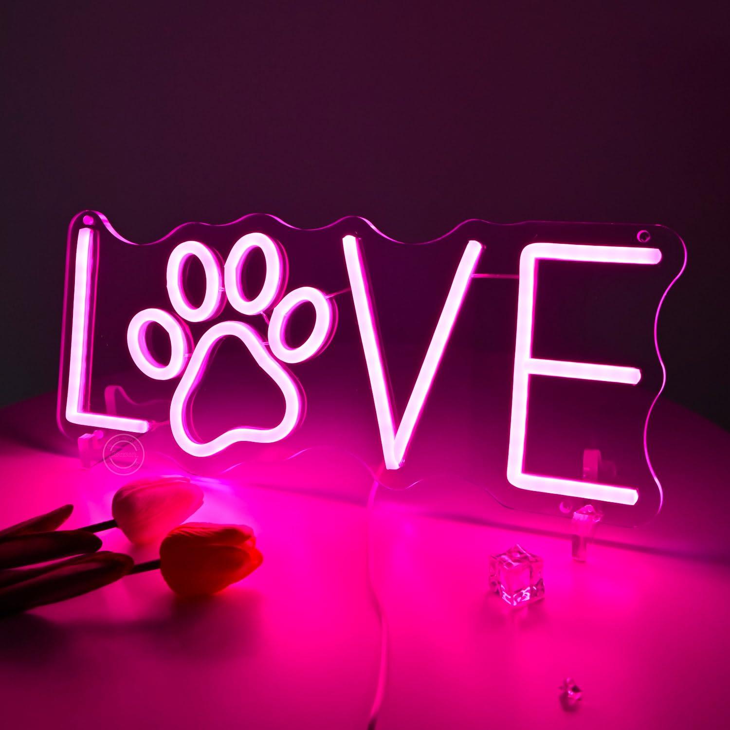 Love Paw Neon Sign USB Dimmabl - Lighting Decor For Living Room のレビューと価格