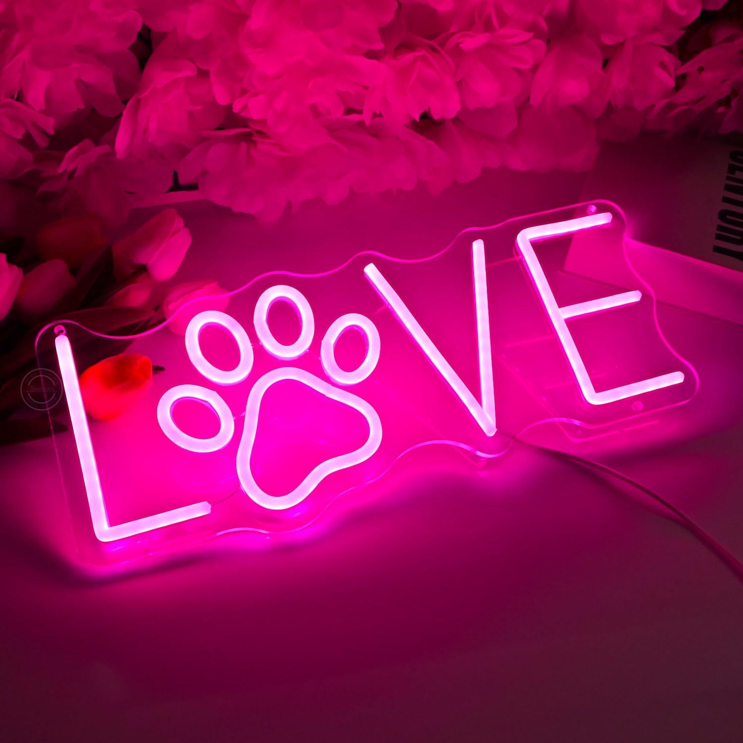 Love Paw Neon Sign USB Dimmabl - Lighting Decor For Living Room のレビューと価格