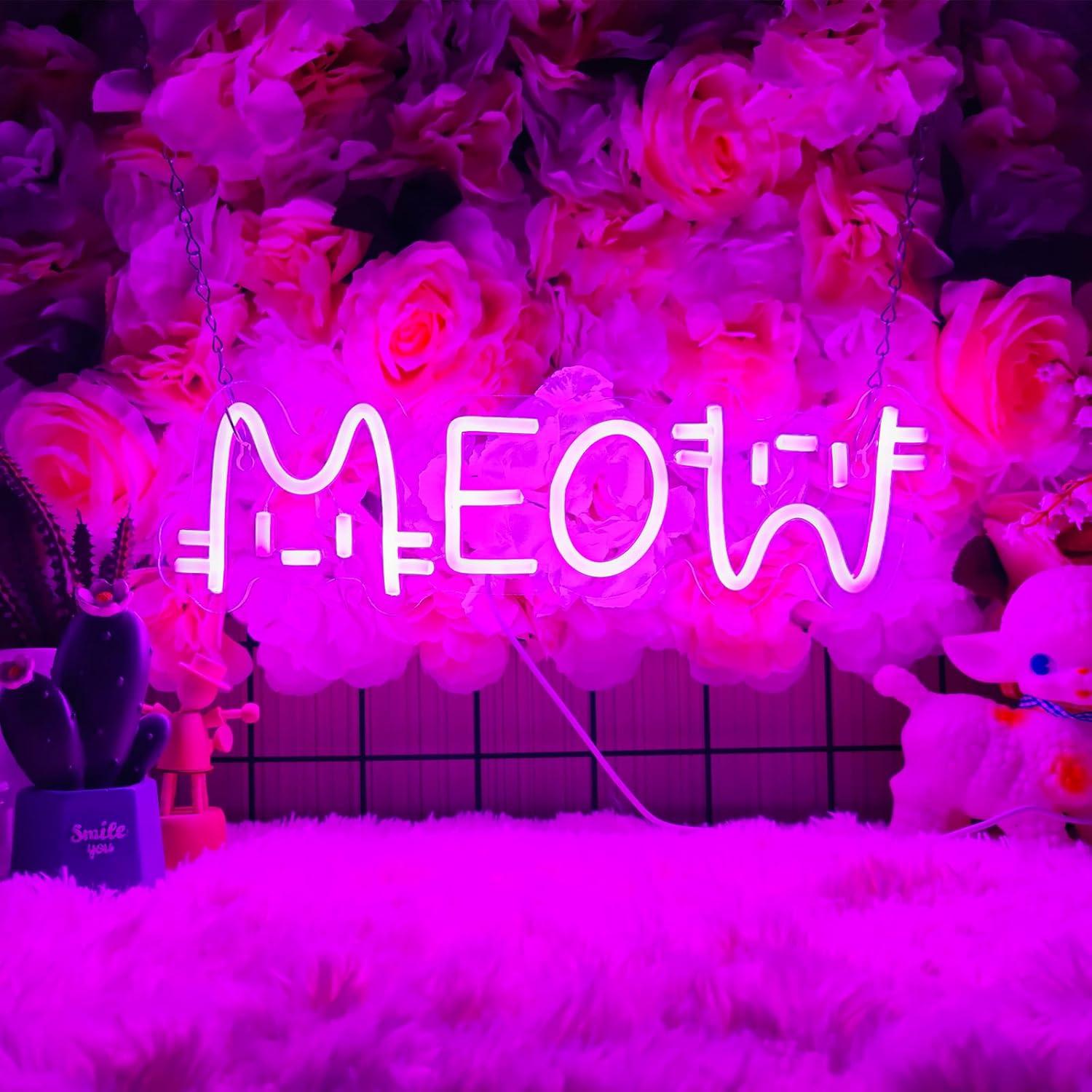 Meow Neon Sign Cat USB Powered - Home Lighting And Decor のレビューと価格