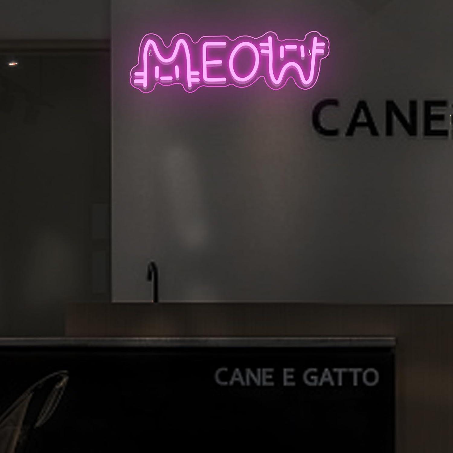 Meow Neon Sign Cat USB Powered - Home Lighting And Decor のレビューと価格