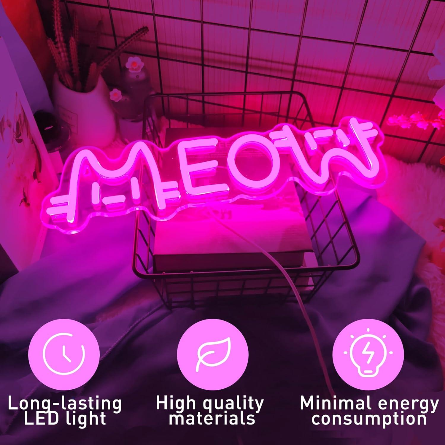 Meow Neon Sign Cat USB Powered - Home Lighting And Decor のレビューと価格