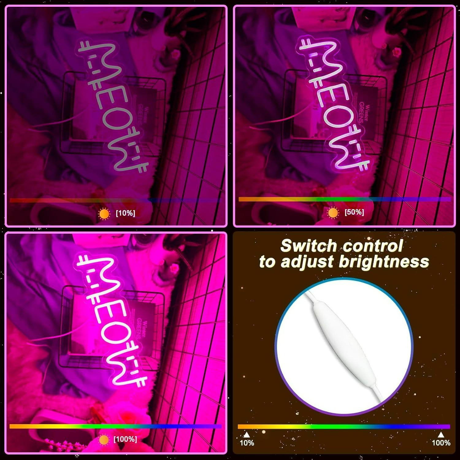Meow Neon Sign Cat USB Powered - Home Lighting And Decor のレビューと価格