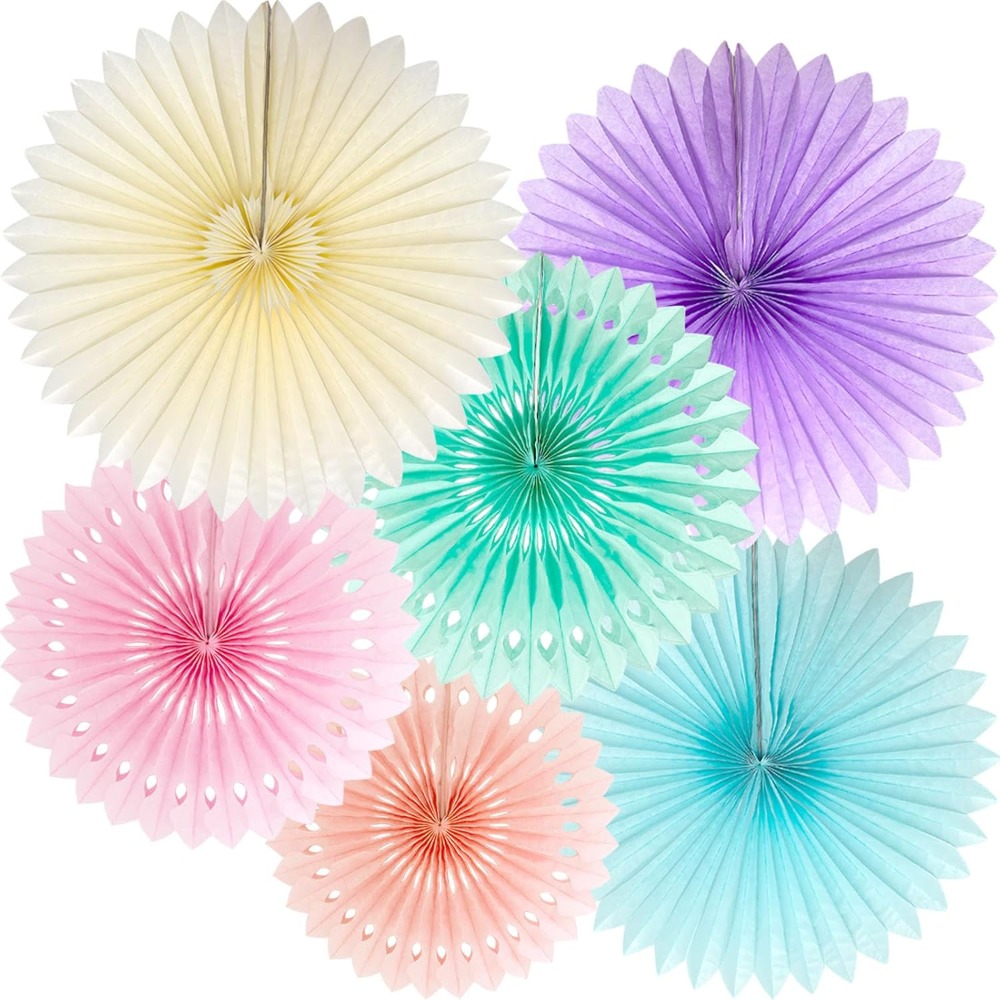 Pastel Rainbow Paper Fans Part - Decor Lighting Fans のレビューと価格