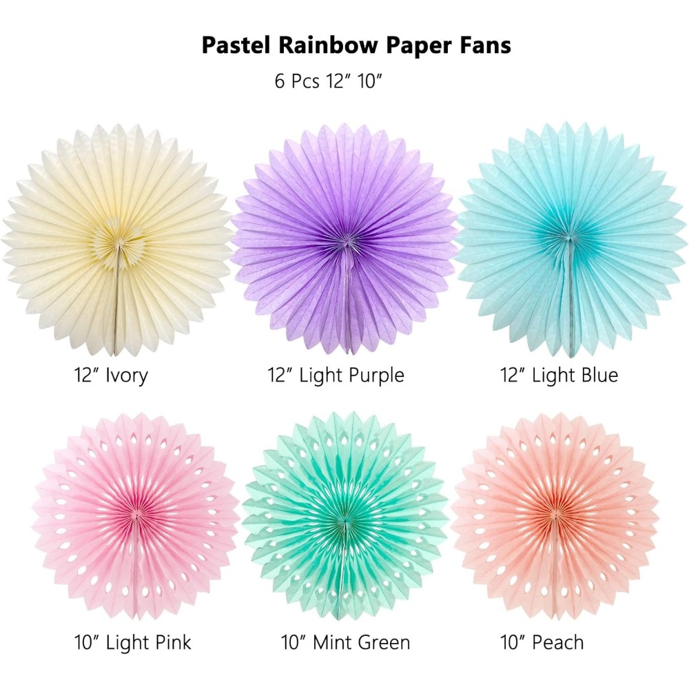 Pastel Rainbow Paper Fans Part - Decor Lighting Fans のレビューと価格