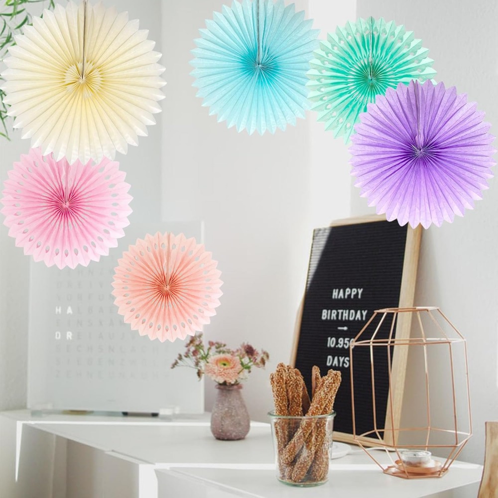 Pastel Rainbow Paper Fans Part - Decor Lighting Fans のレビューと価格