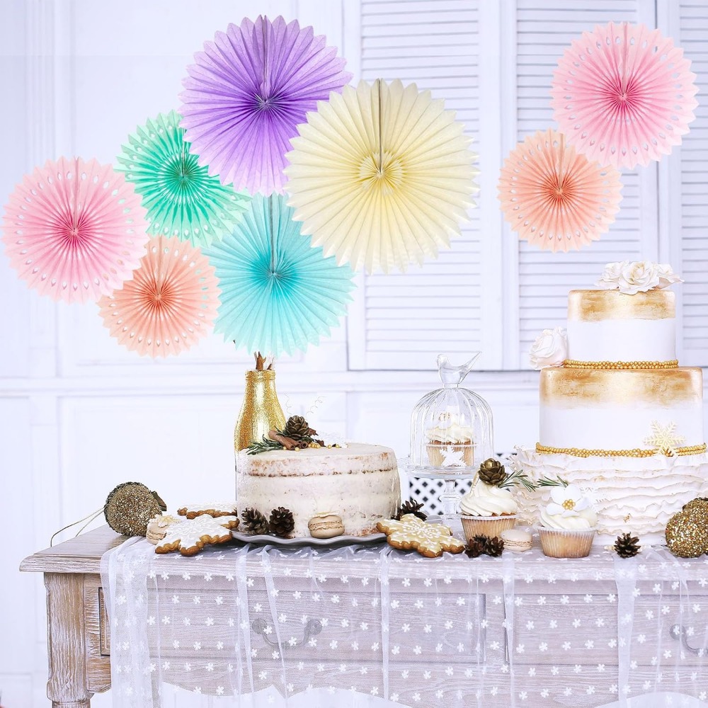Pastel Rainbow Paper Fans Part - Decor Lighting Fans のレビューと価格