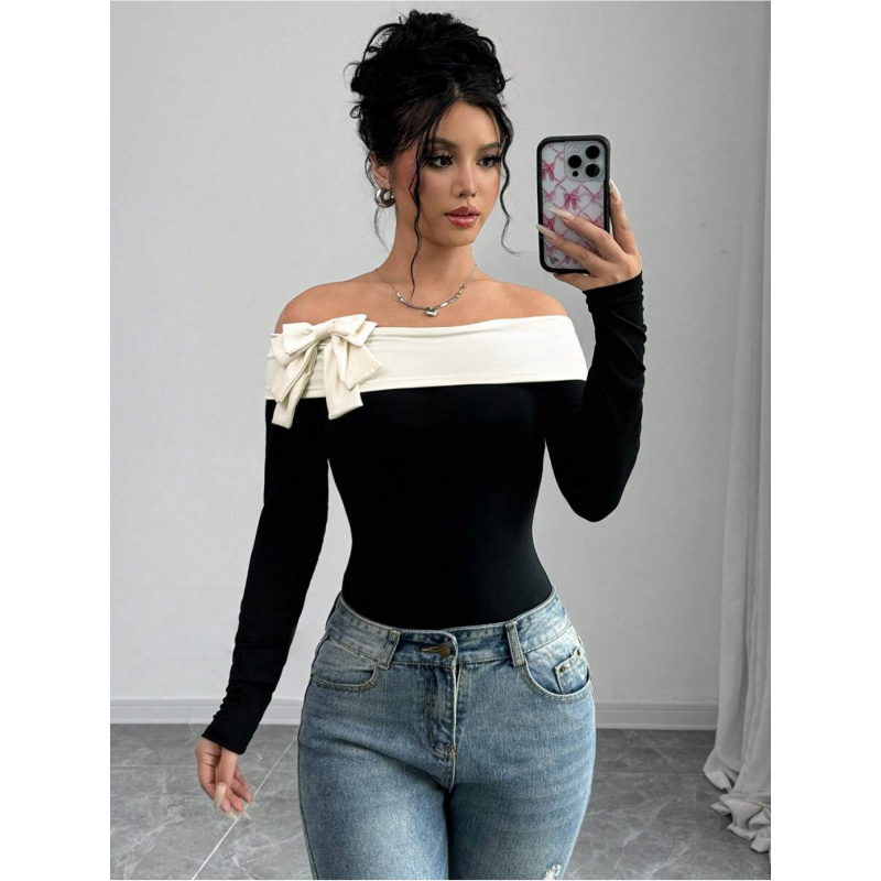 Bowknot Decor Off Shoulder Bod - Elegant Decor & Lighting Llc のレビューと価格
