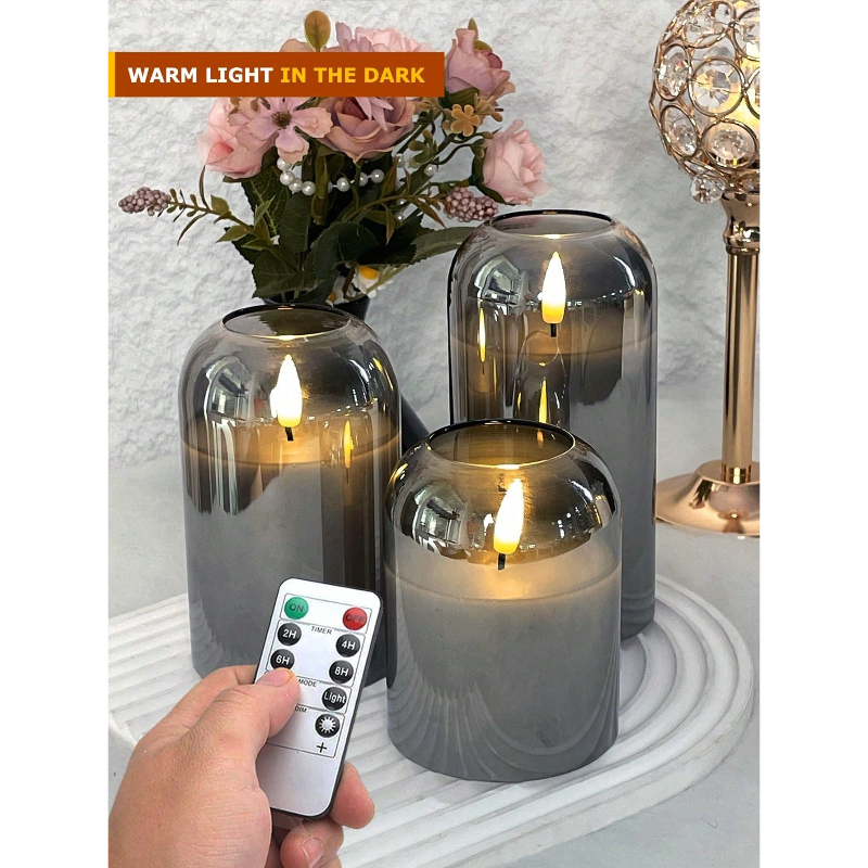 3 Pack Grey Flameless LED Cand - Home Lighting And Decor のレビューと価格