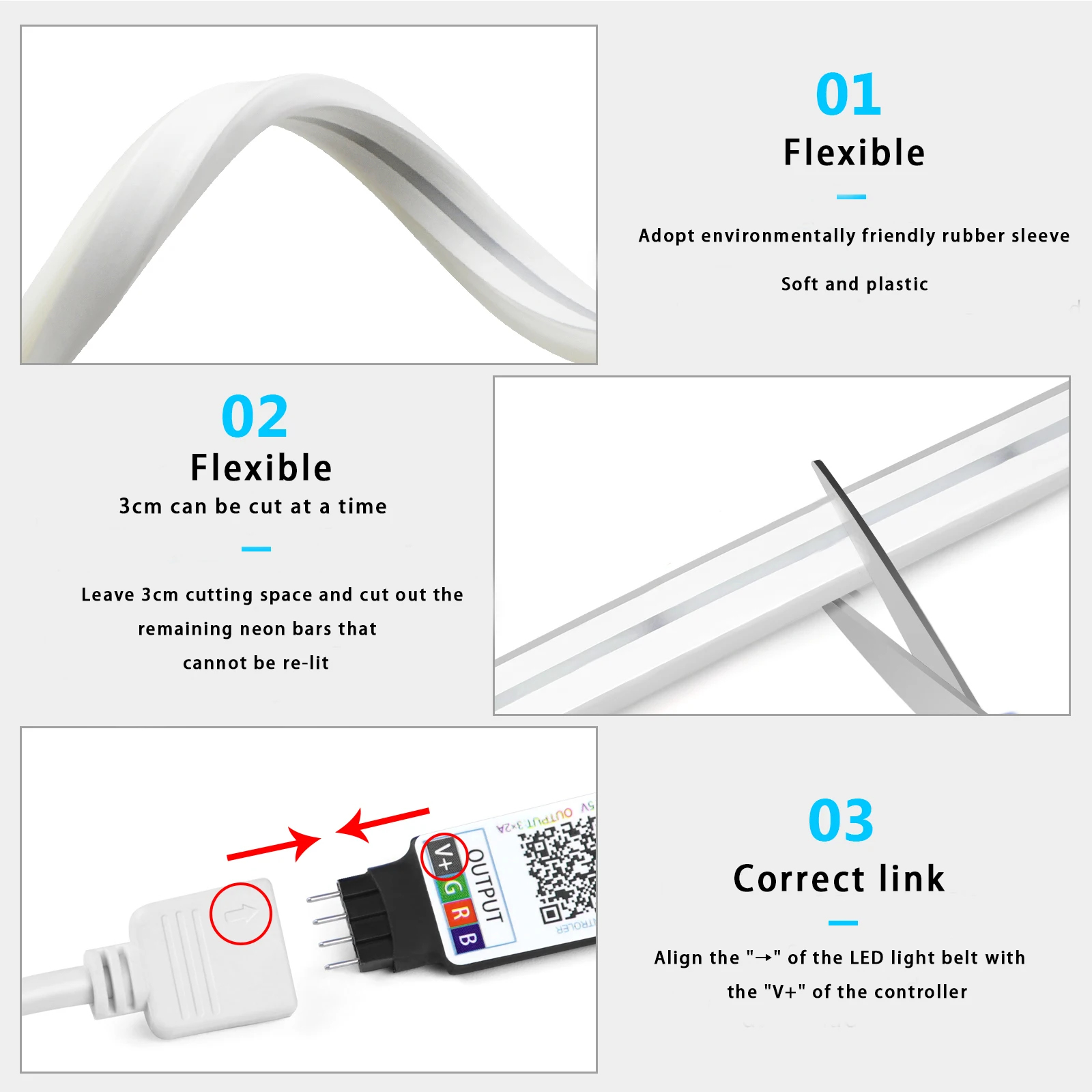 1-5m RGB LED Neon Strip Light  - Lighting Decor For Room のレビューと価格